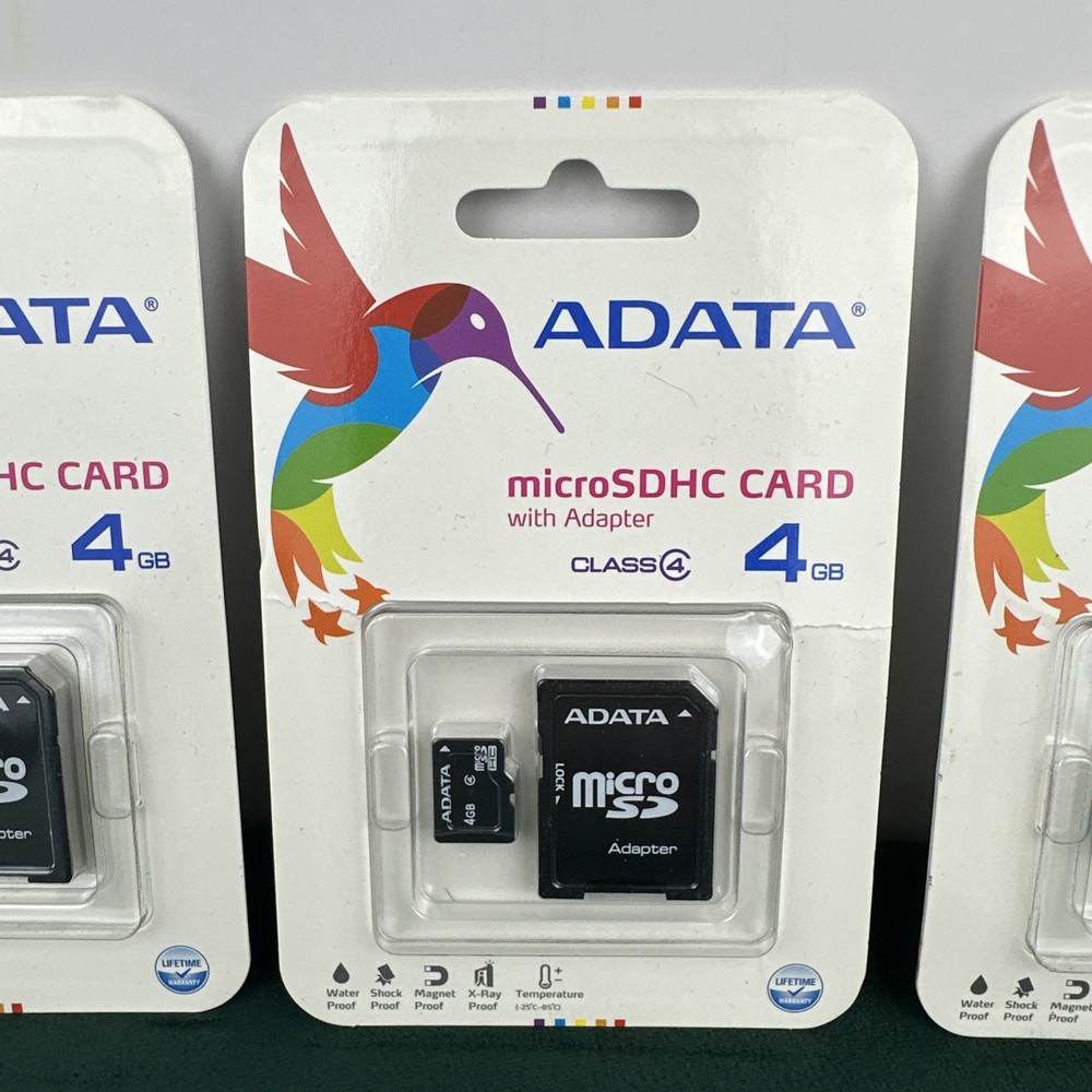 4x ADATA Data Storage Card Micro SDHC Card 4GB with Adapter, SD Card, Class 4