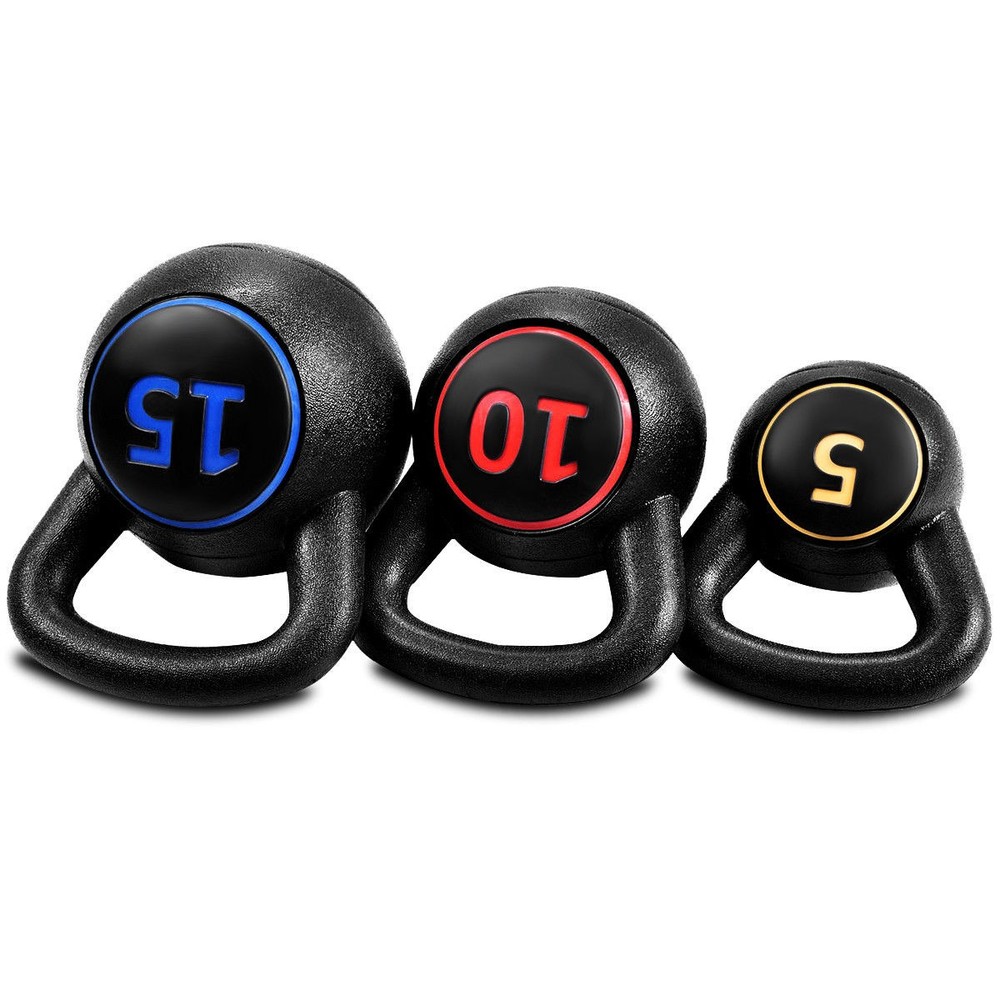 3PC Vinyl Kettlebell Kit Body Muscles Training Weights Set