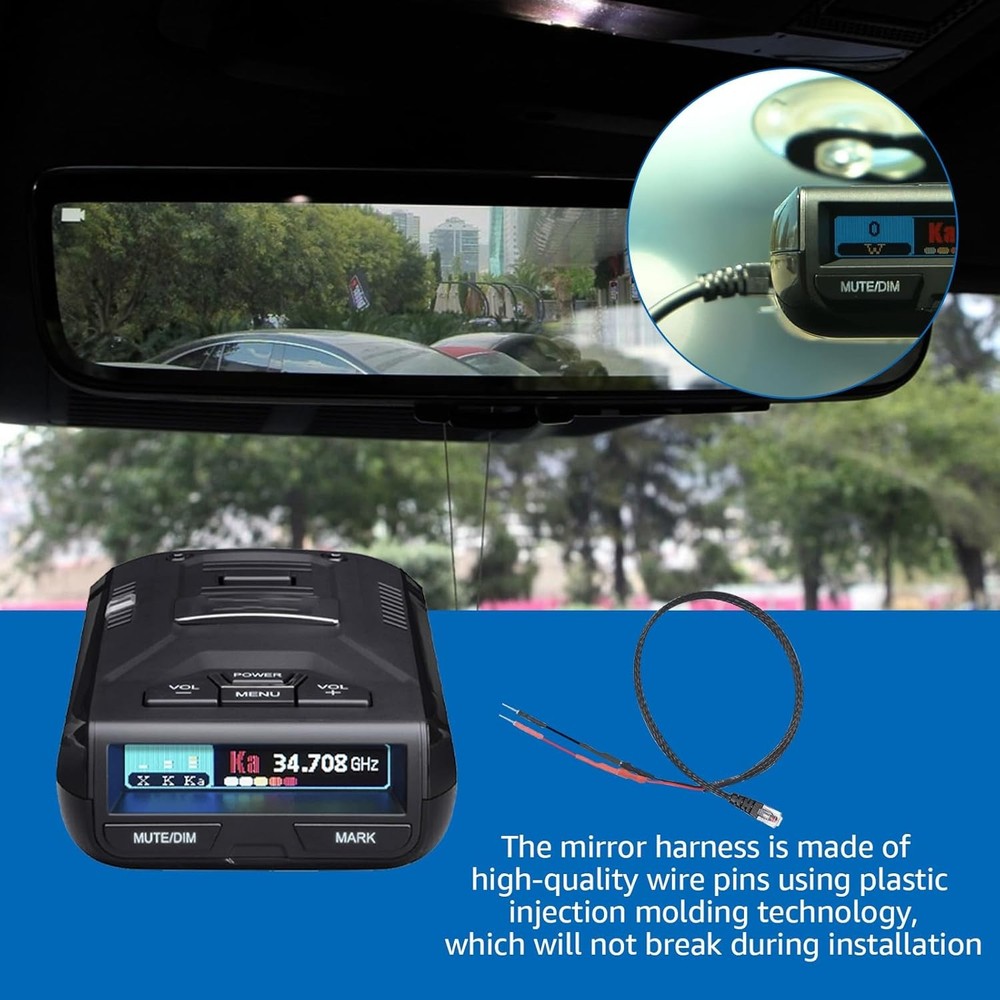 RJ11 Replacement Mirror Wire Power Cord Compatible with Escort Radar Detectors -