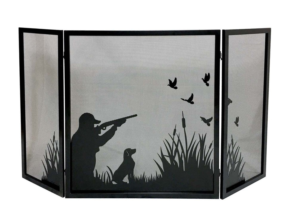 Dagan Three Fold Fireplace Screen with Duck Hunting Design, 57.75in. x 32in.