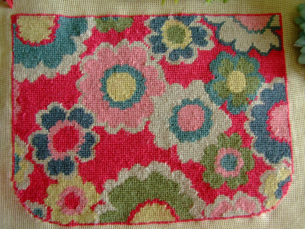 Beautiful Floral Design Completed Needlepoint Canvas for Bag