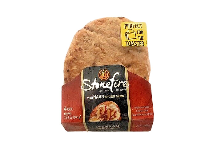 Stonefire mini Naan Fresh Authentic Flatbreads, (Ancient Grain) 3 Pack 12 Total