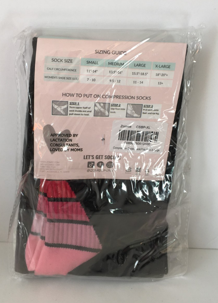 Zomee XL Compression Socks Black Pink
