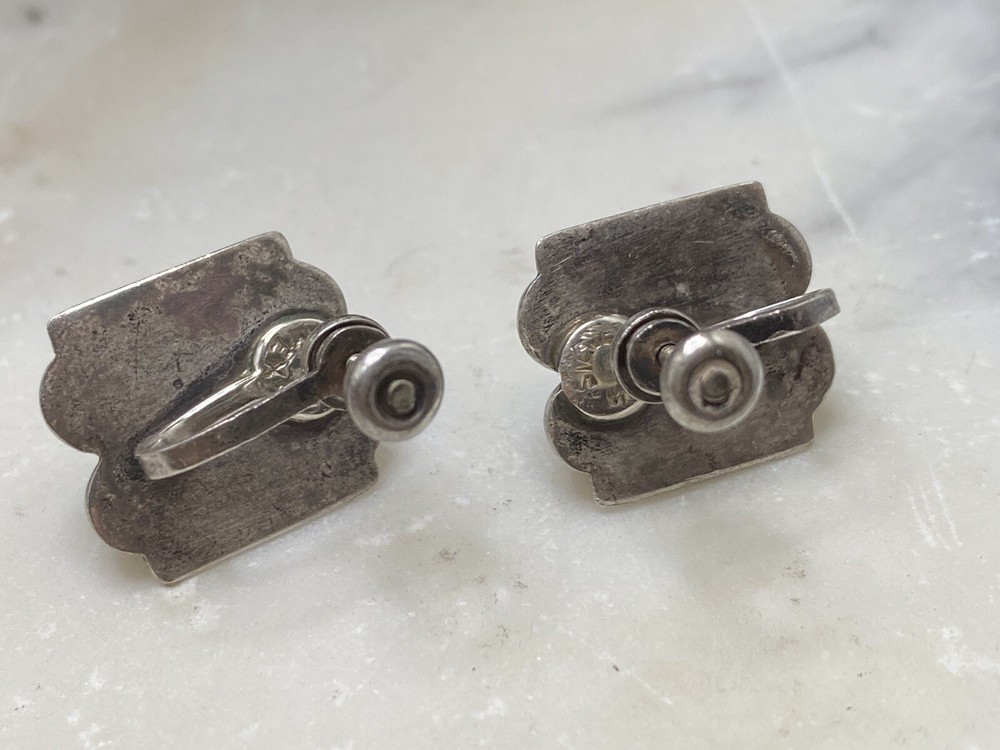 925 Mexico Silver Green Stone Earrings