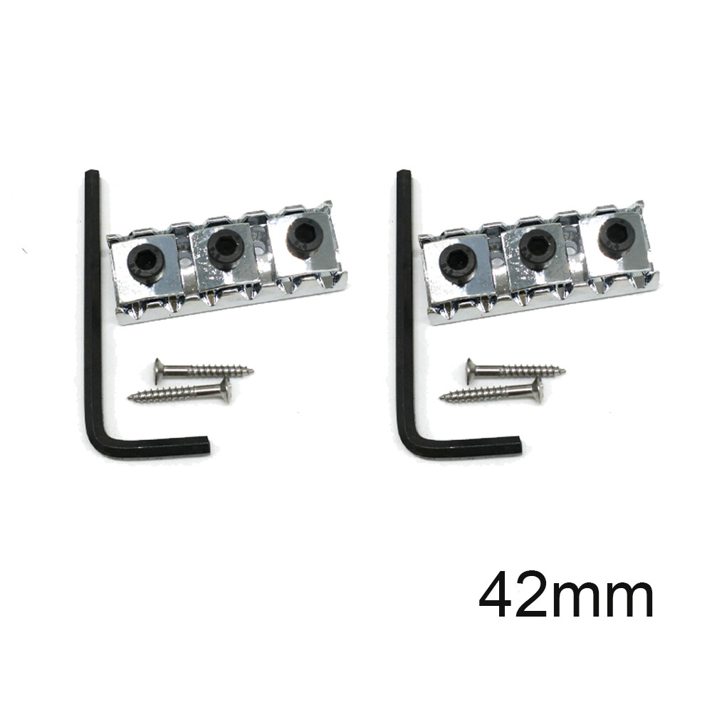 2 Sets Guitar Locking Nut 42mm String Lock For Floyd Rose Tremolo Bridge Silver