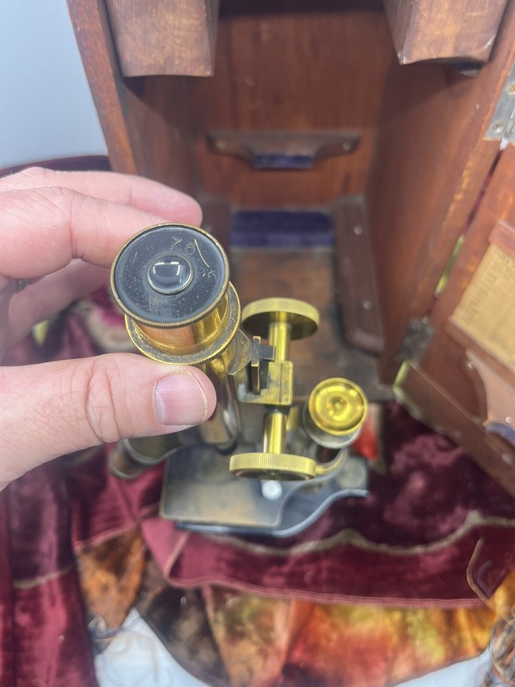 ANTIQUE BRASS BAUSCH & LOMB MICROSCOPE IN BOX