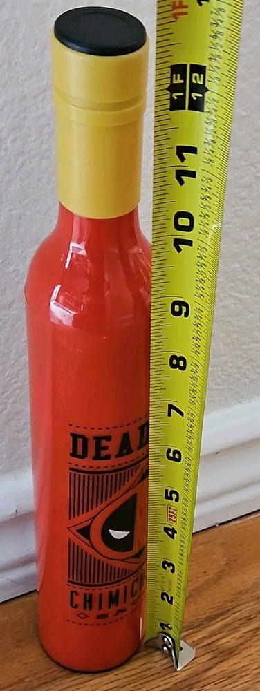Marvel Deadpool Bottle Umbrella Red Yellow Graphic Print Polyester Comics Theme