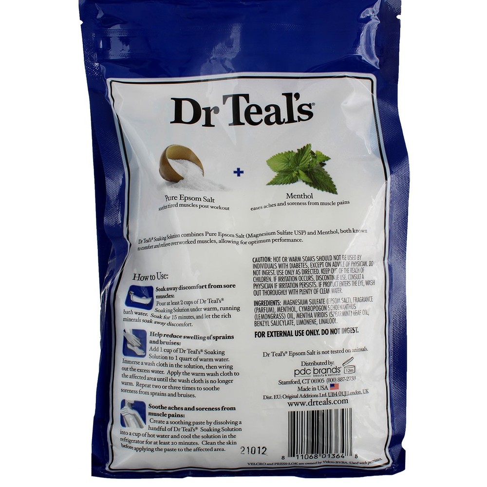 4 Pack Dr Teal's Pure Epsom Salt Soaking Solution, Citrus and Mint, 3 lbs
