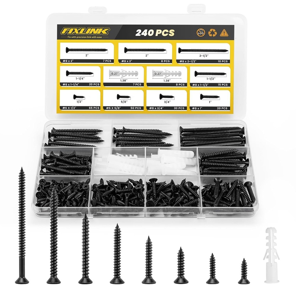 Flat Head Wood Screws Assortment Kit