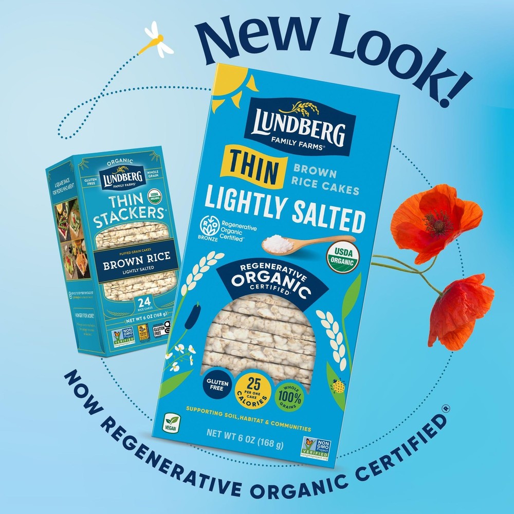 Lundberg Organic Lightly Salted Thin Stackers Rice Cakes Guilt Free Snack 6Oz