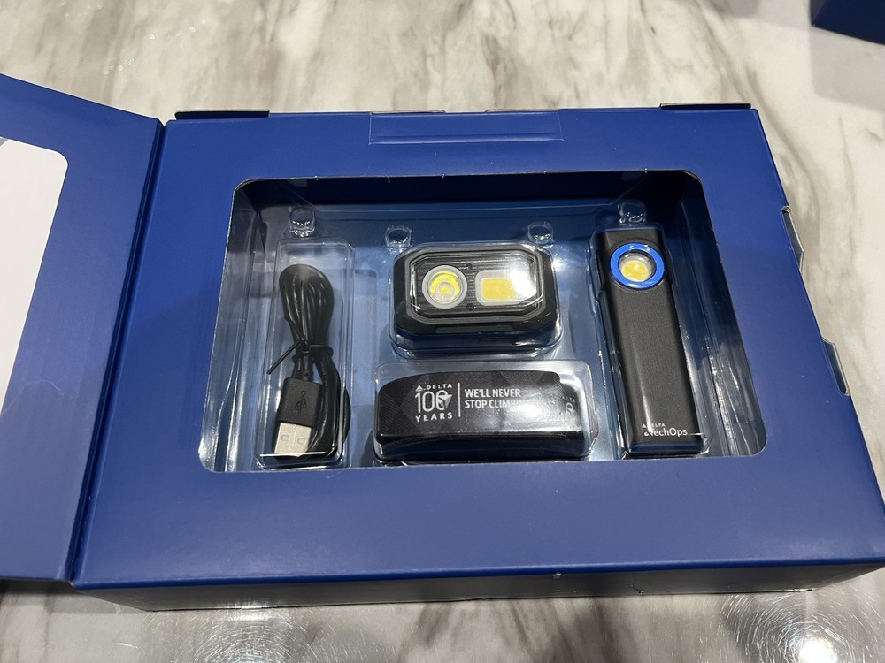 100th Anniversary Delta Air Lines Airlines Tech Ops Flashlight Headlamp Set