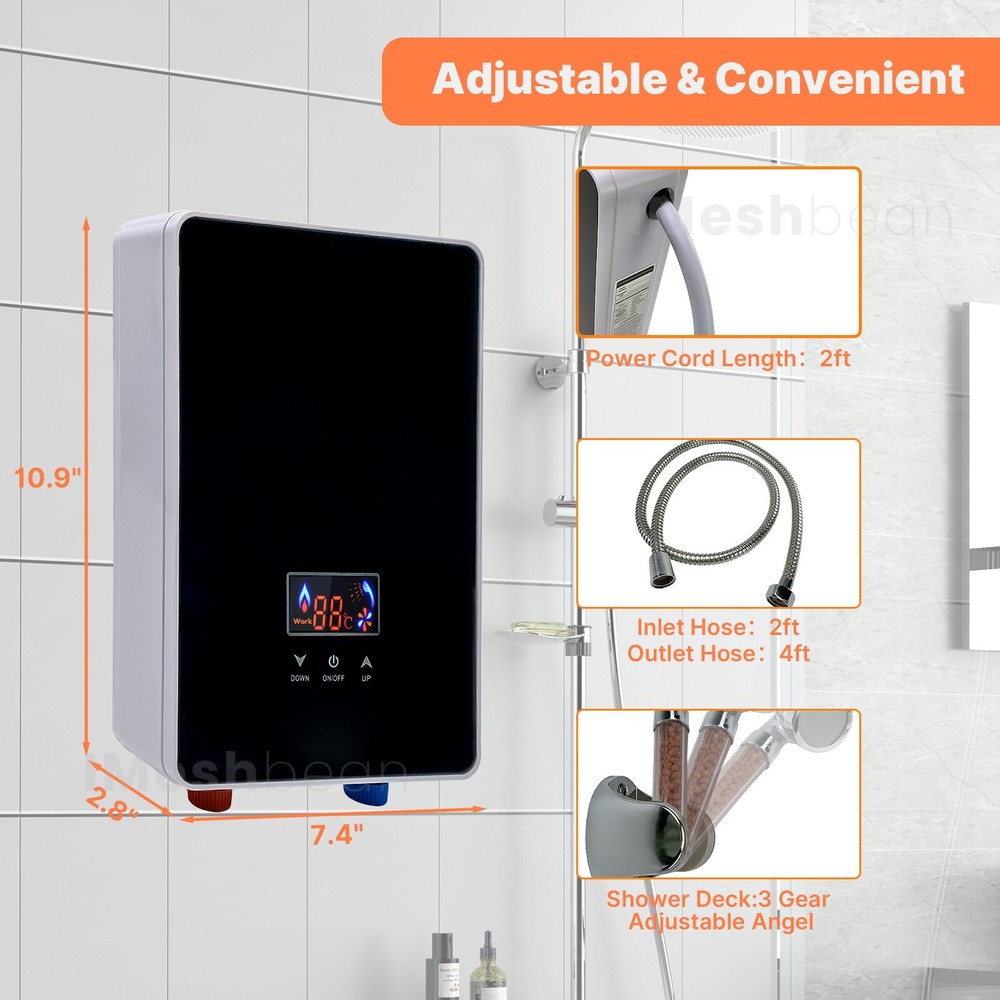 6500W 220V Kitchen Electric Hot Tankless Water Heater Instant Boiler w/Shower US