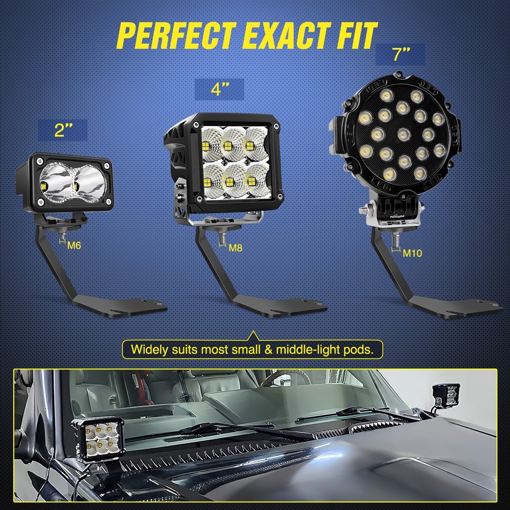 Nilight Ditch Light Mount Bracket Kit for 1999-2006 Chevrolet Silverado