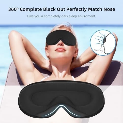 Sleep Mask,3D Contoured Sleeping Mask,99% Light Blocking Eye Mask, Zero Black