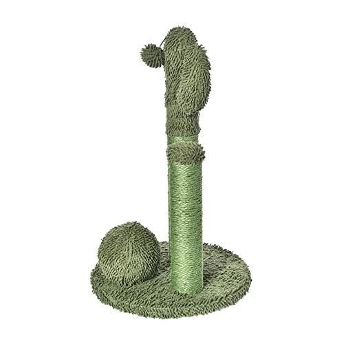 AMAZON BASICS CACTUS CAT SCRATCHING TRIPLE POSTS, DANGLING 27", GREEN -GREEN