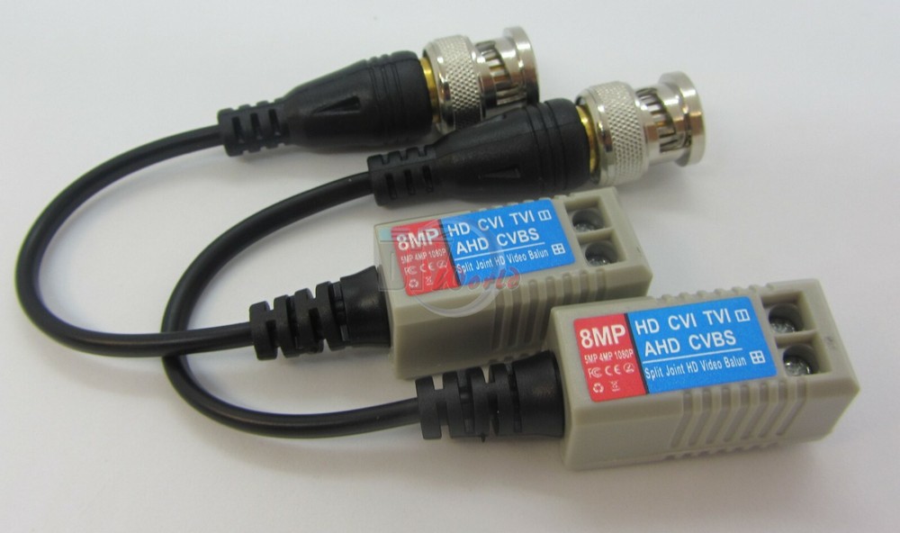 8pcsxMini Passive Video Balun Transceiver BNC via Cat5 UTP