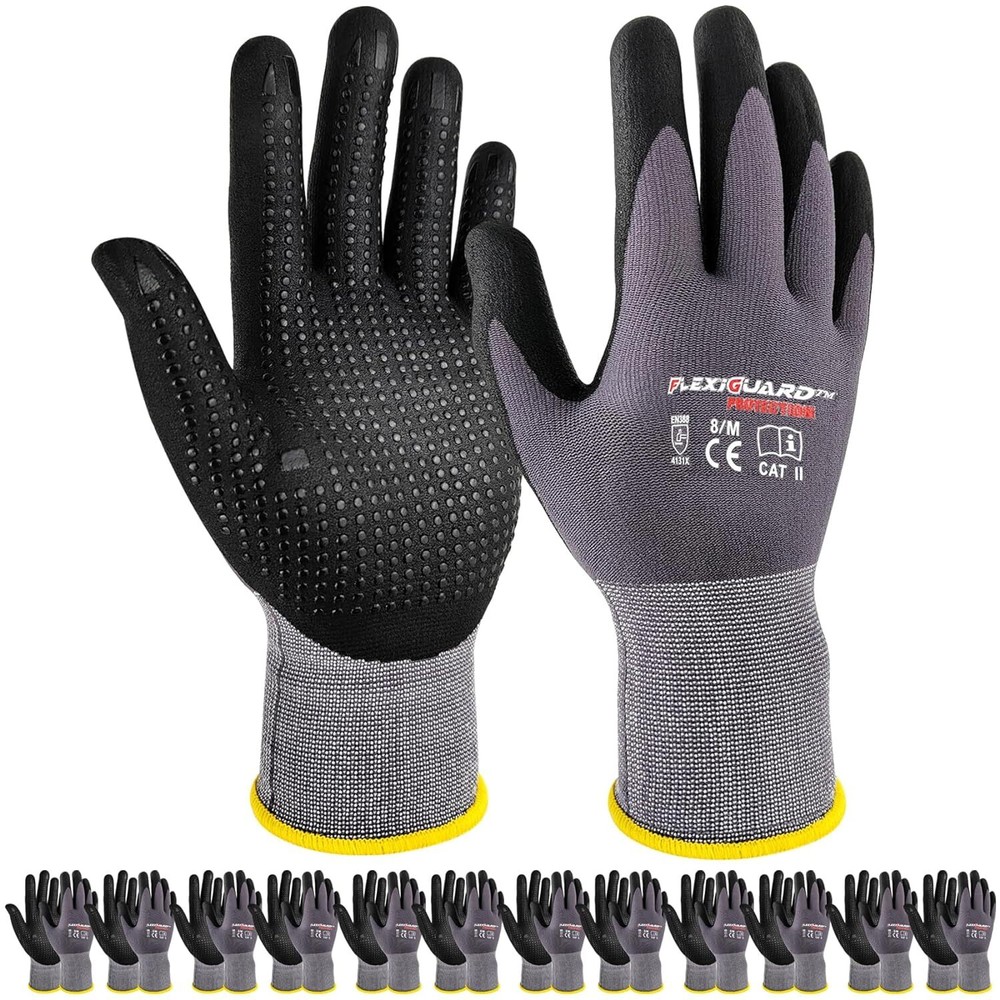 TuGlow  Safety Work Gloves Extra Micro-Foam Nitrile Coated-12 Pairs / Dots