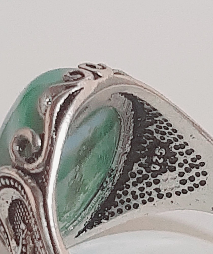 925 Silver Ring Solitaire Seal Rainbow Agate Ring Man Sterling Agate $