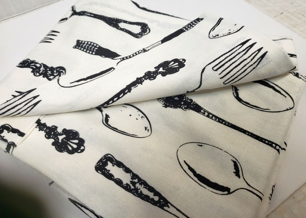 1 Fabric Outdoor Printed Table Runner(14"x72") VINTAGE FLATWARE, SILVERWARE,DII