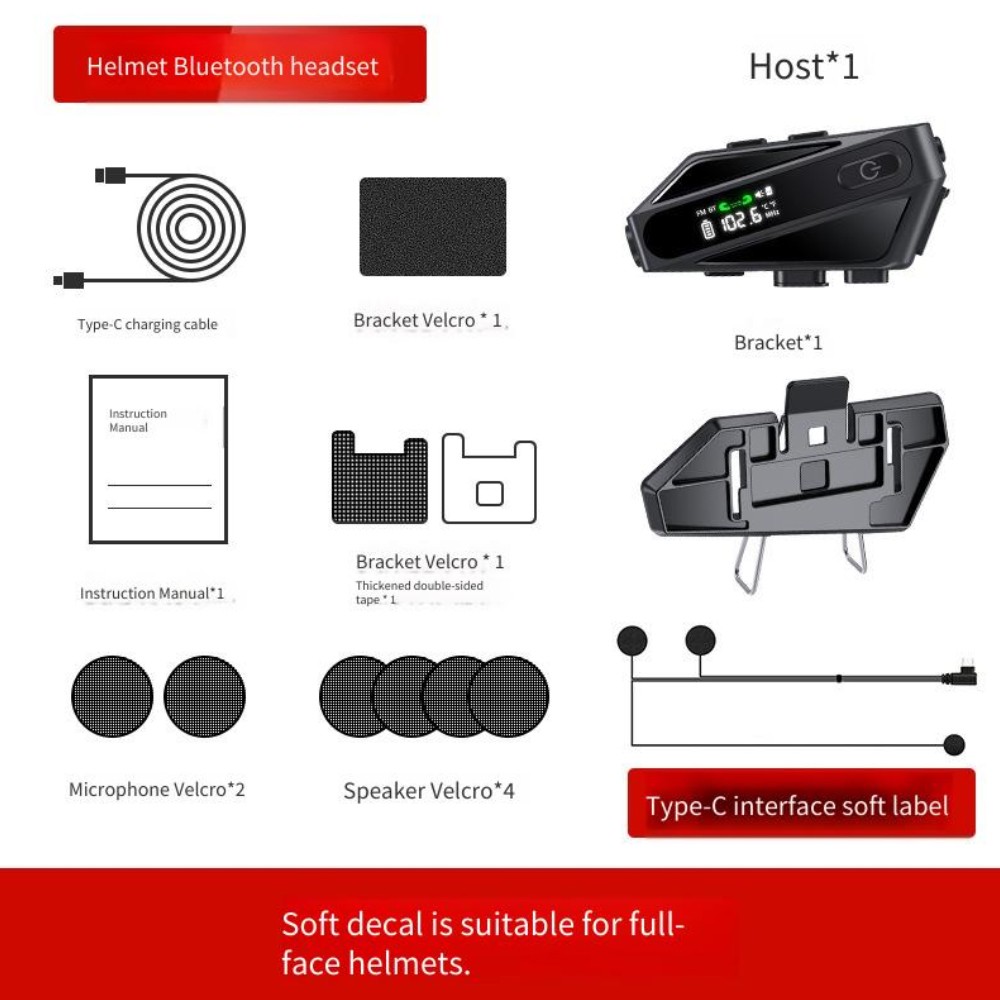 Intercom Headset Bluetooth For Motor C6 Soft Microphones