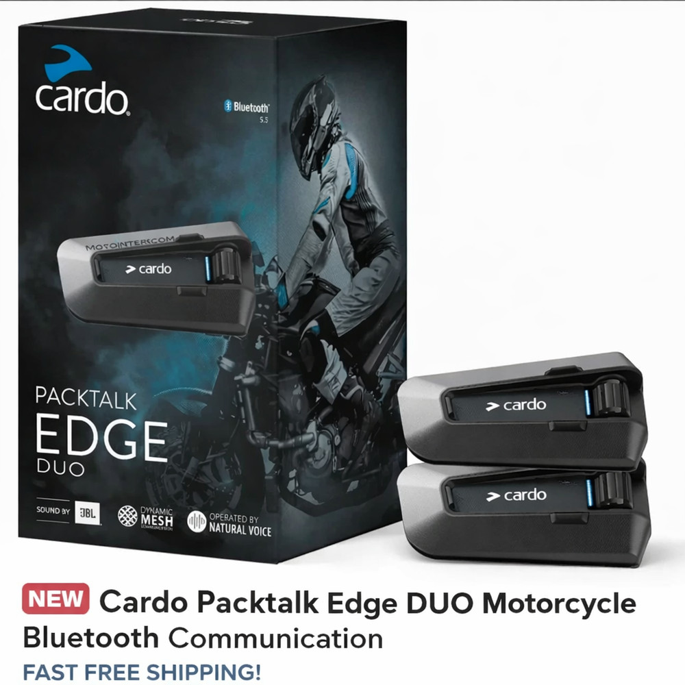 Cardo PACKTALK Edge Motorcycle Bluetooth Communication System Headset dual pack