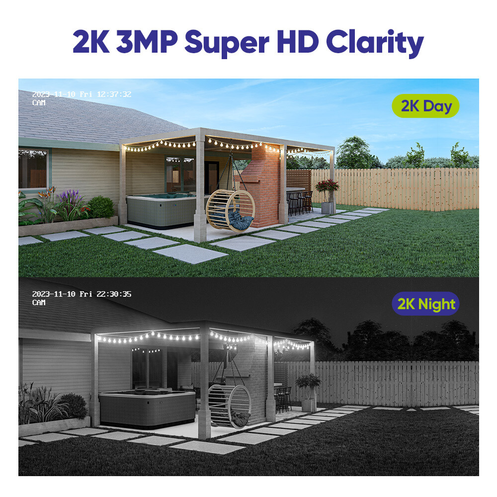 SANNCE 2x 3MP Two Way Audio Wireless Security Camera IP Network IR Night Vision