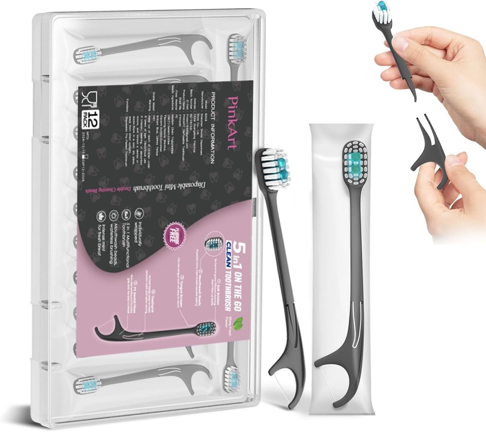 Mini Disposable Toothbrushes with Toothpaste Pre-Pasted Fluoride Paste 2 Mint...