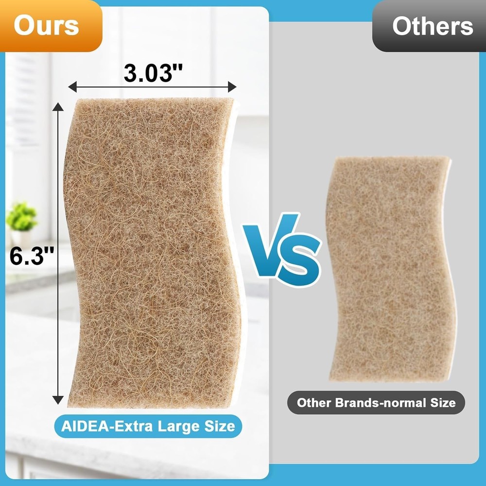 Extra Large Cellulose Sponges 6 Pack - Non-Scratch, Multi-Purpose Cleaning Power