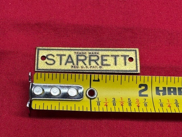 Starrett Brass Name Plate - VINTAGE!