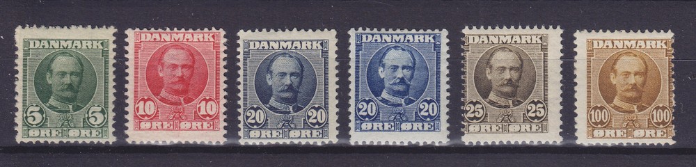 DENMARK 1907, Mi 53-56, 59, MLH