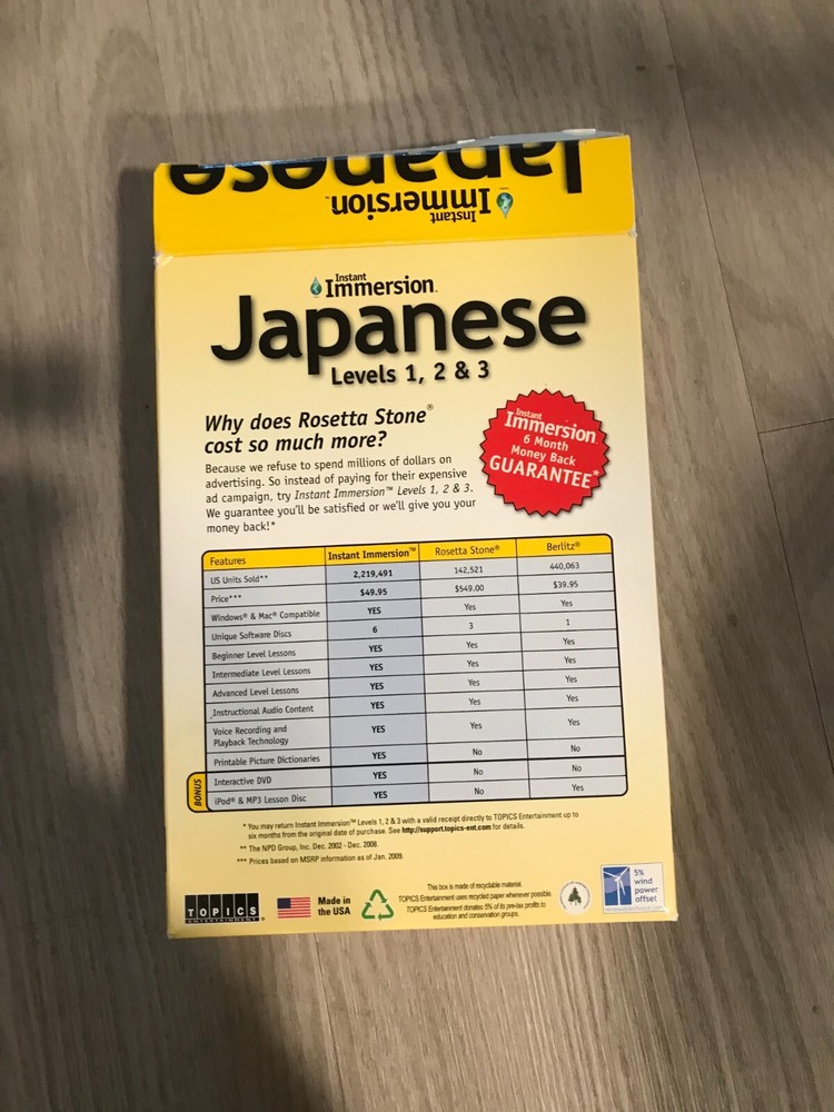 INSTANT IMMERSION JAPANESE LANGUAGE TUTORIALS ON 8 SET BOXED CD'S