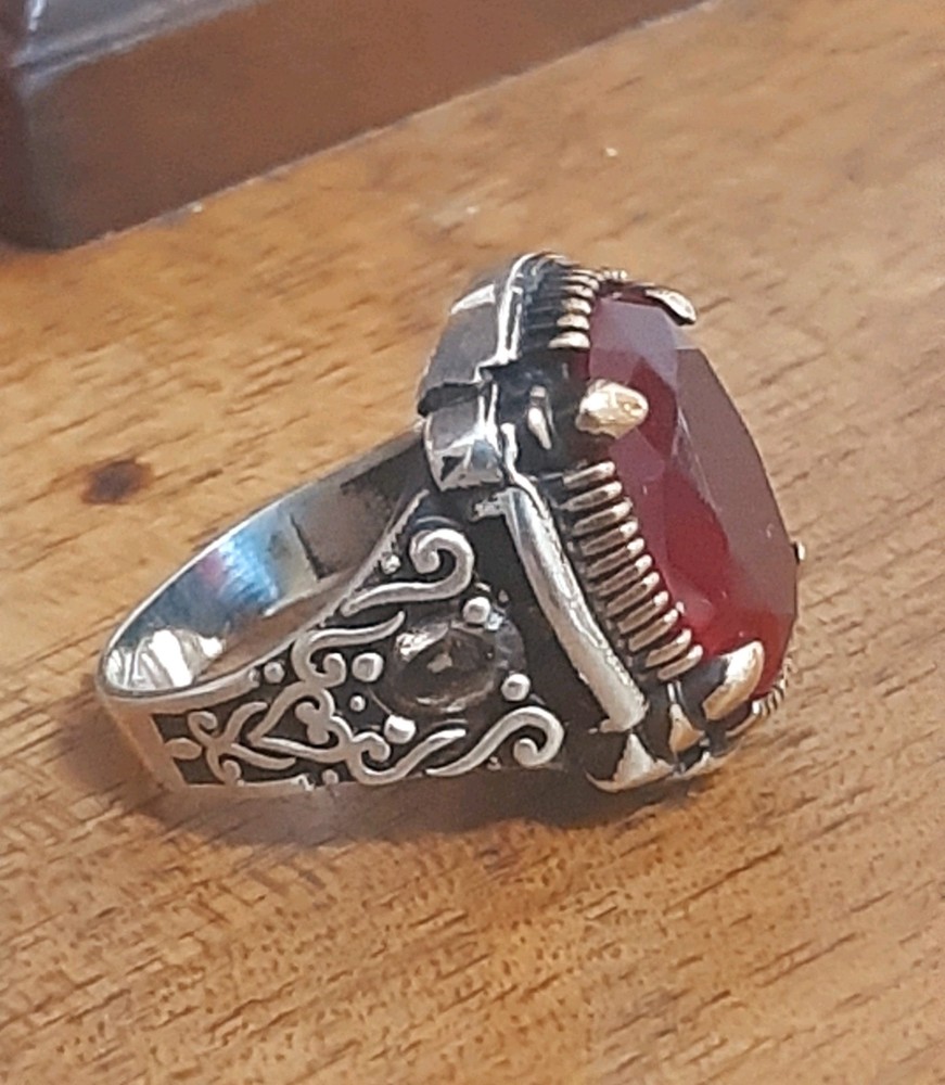 925 SILVER RING Men Solitaire Spinel Ring Sterling Man $
