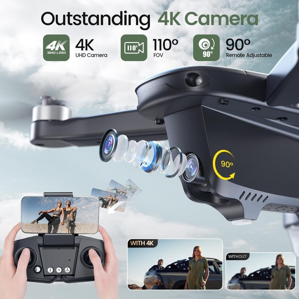 Compact GPS Drone with 4K Camera, Auto Return, 46 Min Flight