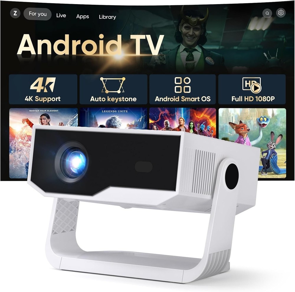 Portable Smart Projector - Native 1080P & 4K Support - Built-In Apps | Compatibl