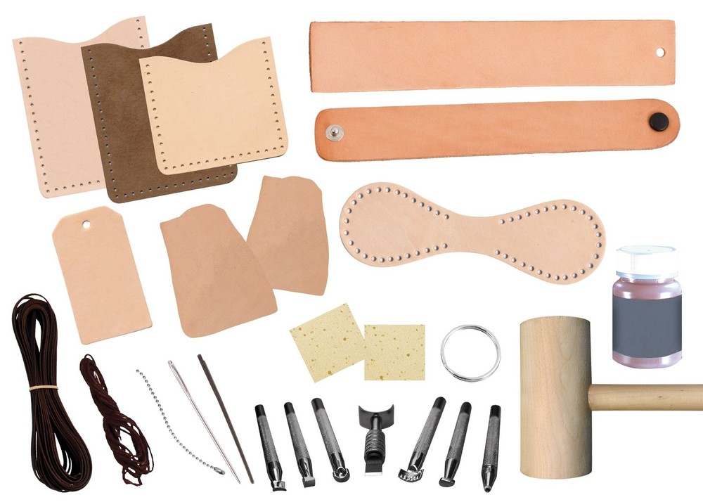Realeather Basic Leather Craft Starter Kit - Basic Tools and Leather to Make ...
