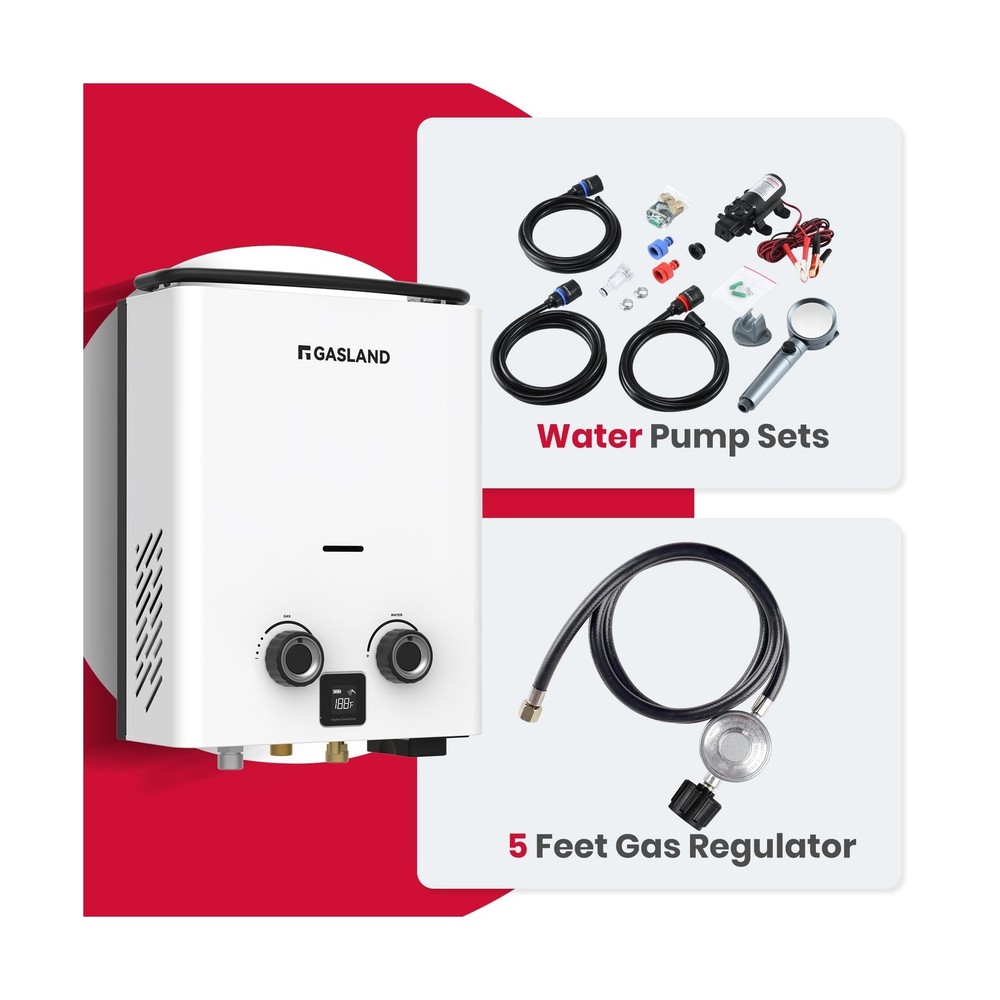 GASLAND Goshower G5 Pro Portable Propane Tankless Water Heater – 1.32 GPM,