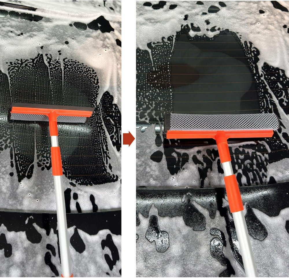 Window Squeegee for Window Cleaning with Retractable Pole, Squeegee Window Clean