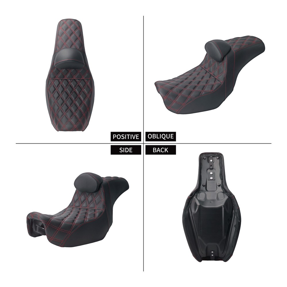Step Up Red Stitching Seat & Backrest Driver For Harley Dyna Switchback 06-17