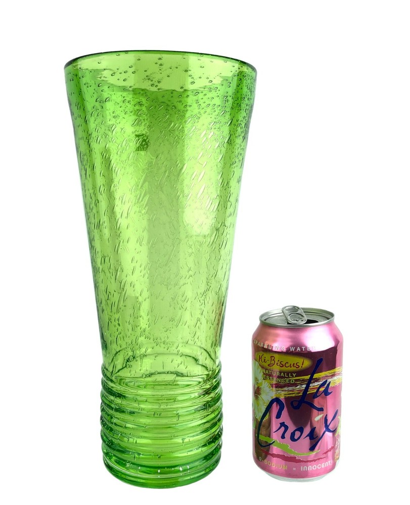 Amici Green Bubble Art Glass Ringware Base 11.5" Vase