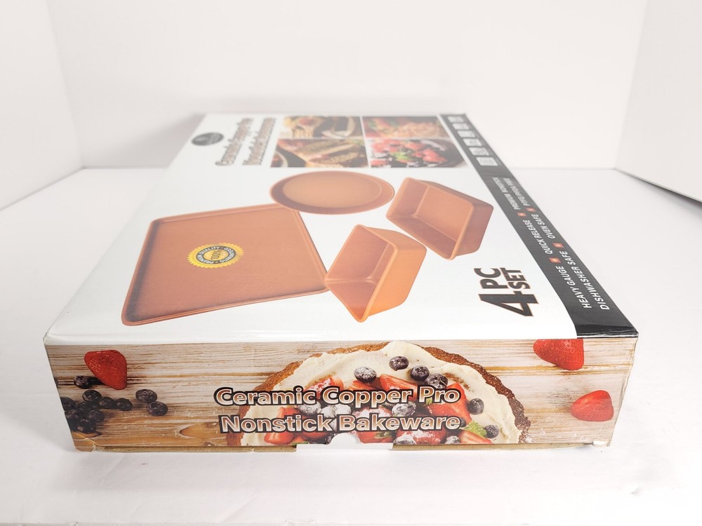 Culinary Edge Copper Ceramic Nonstick Bakeware Set, Assorted Items, 4 Piece