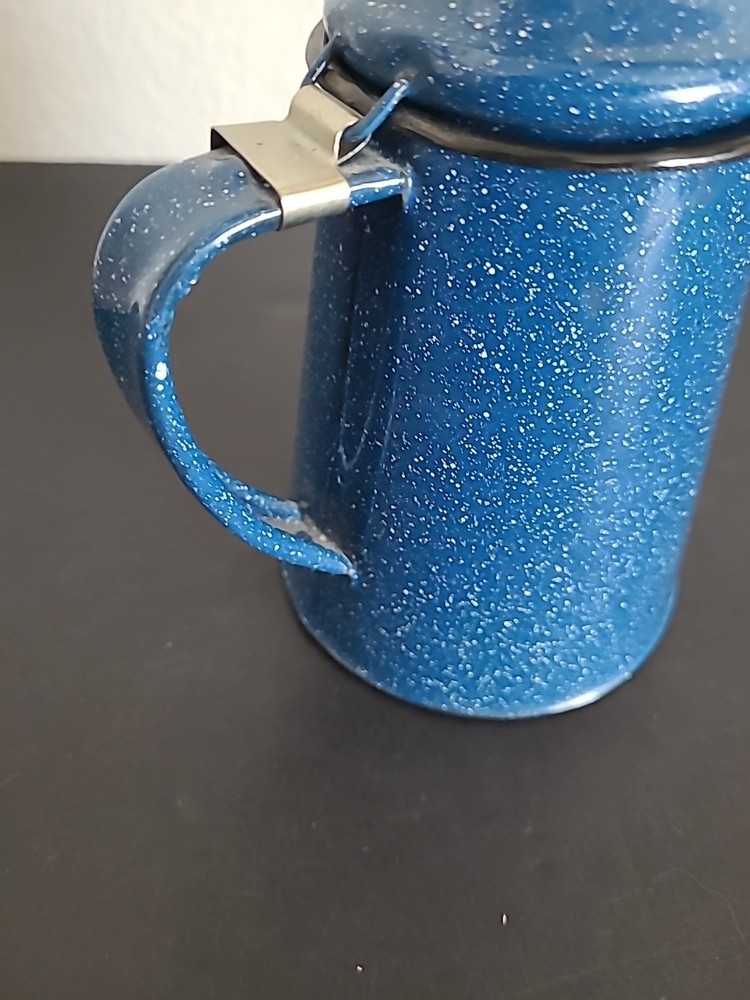 Blue And White Speckled Enamelware Coffee Percolator
