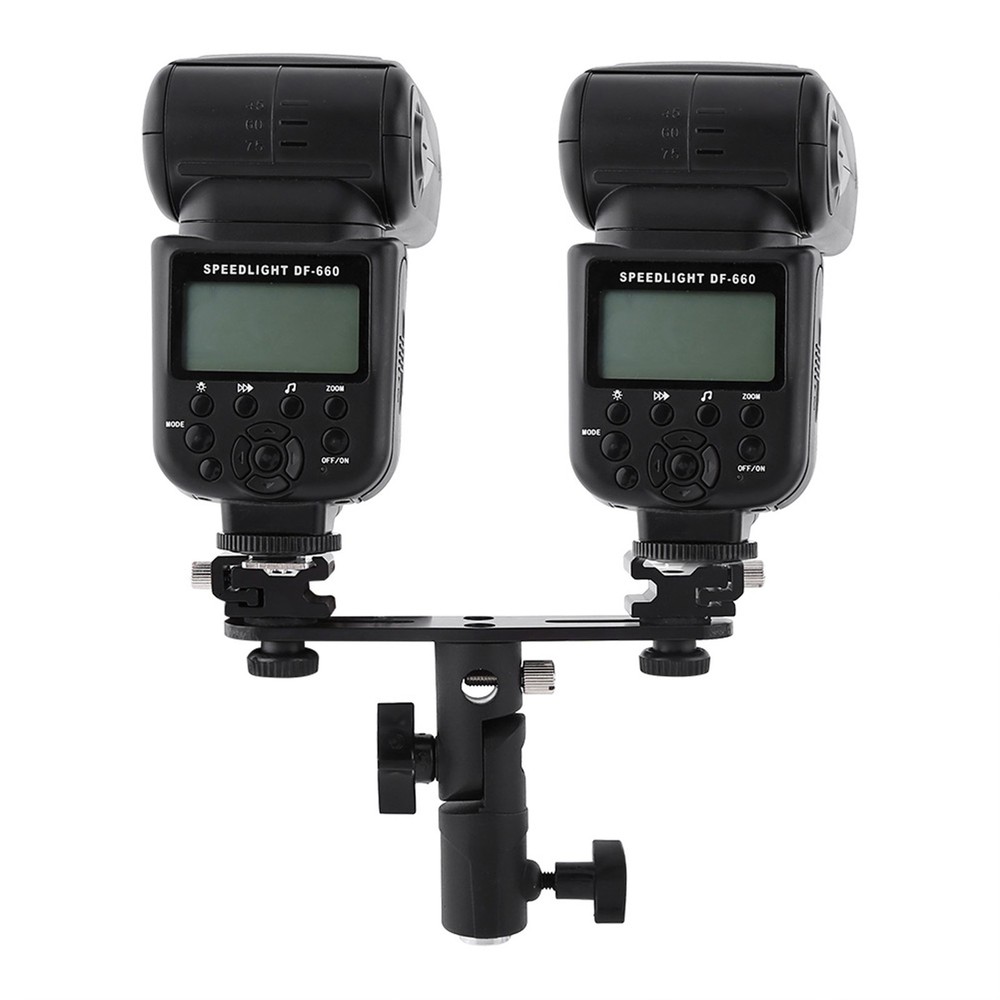 Dual Flash Bracket Sturdy Flash Umbrella Holder For Most Flash Tripod Or