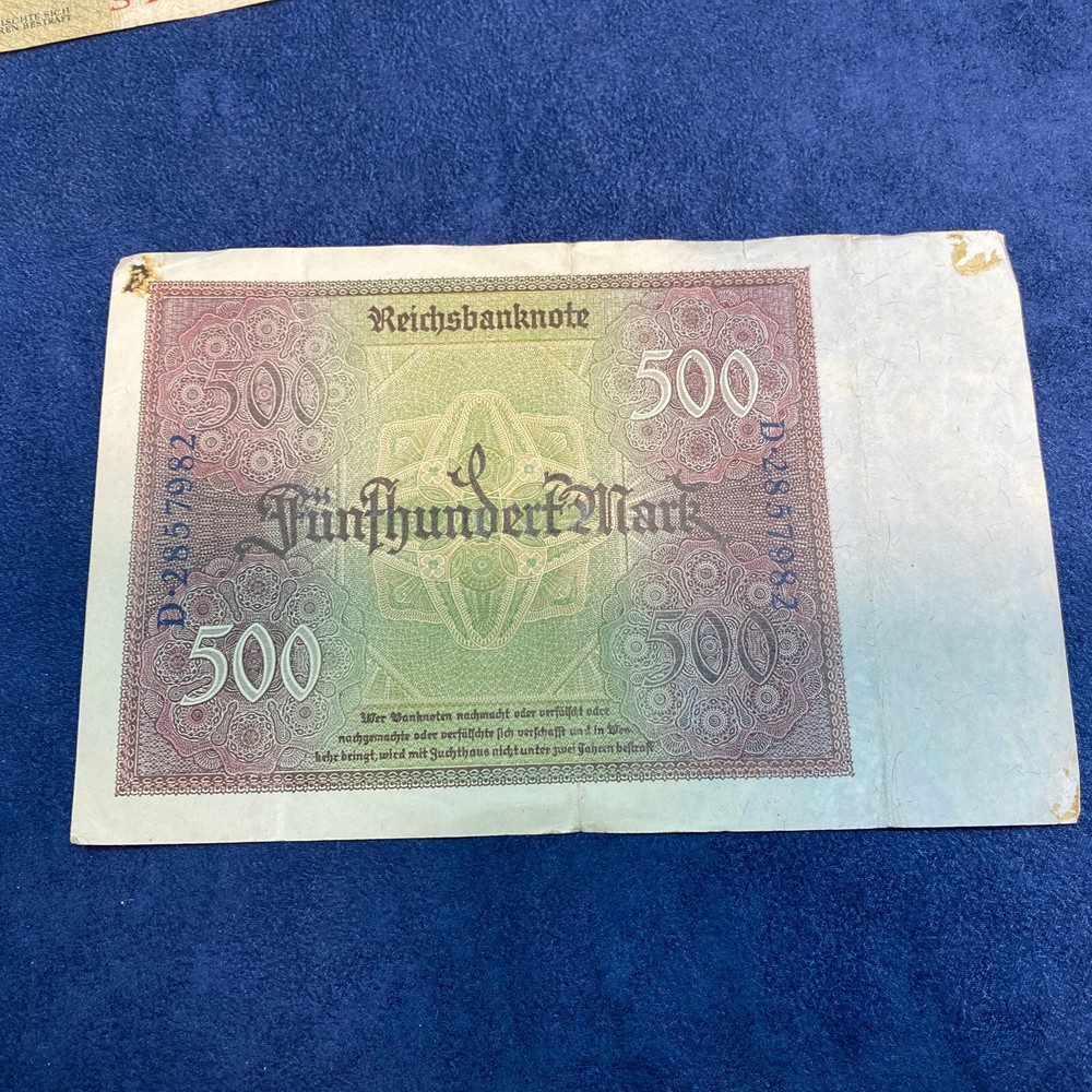 3pc Lot Reichbanknote, 50, 500, 5000