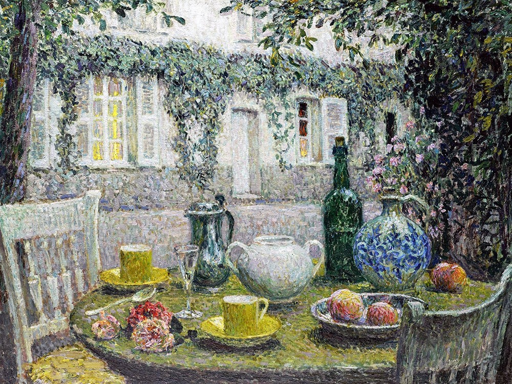 TABLE AT SUNSET by H. Sidaner cups Tile Mural Kitchen Backsplash Marble Ceramic
