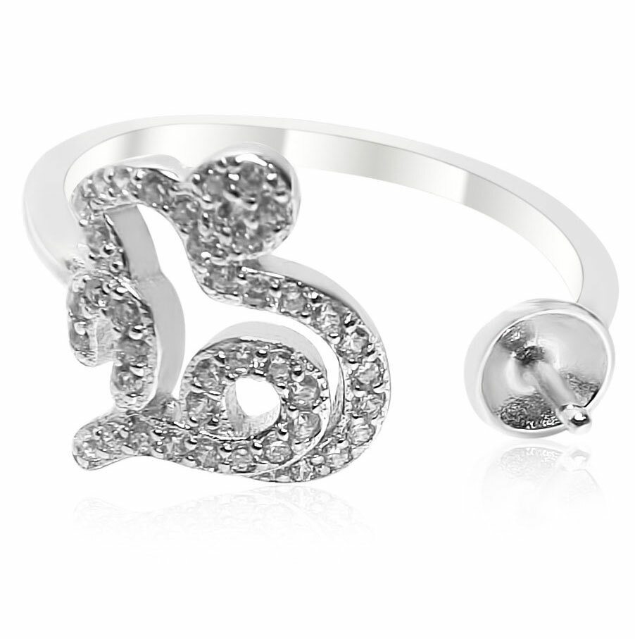 Adjustable Freeform Designed Micro-pave 925 Sterling Silver Ring Setting