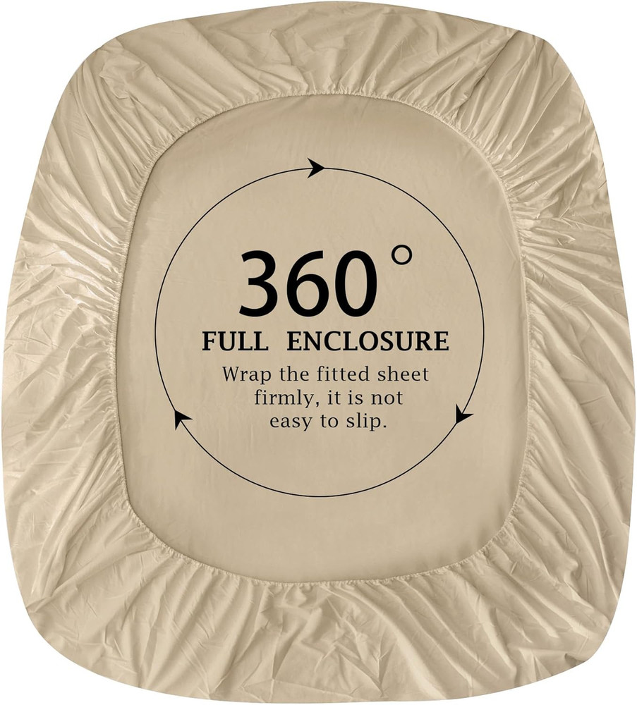 Pure Cotton Fitted Sheets King Size, 300 Thread Count Percale Sheets for King Si