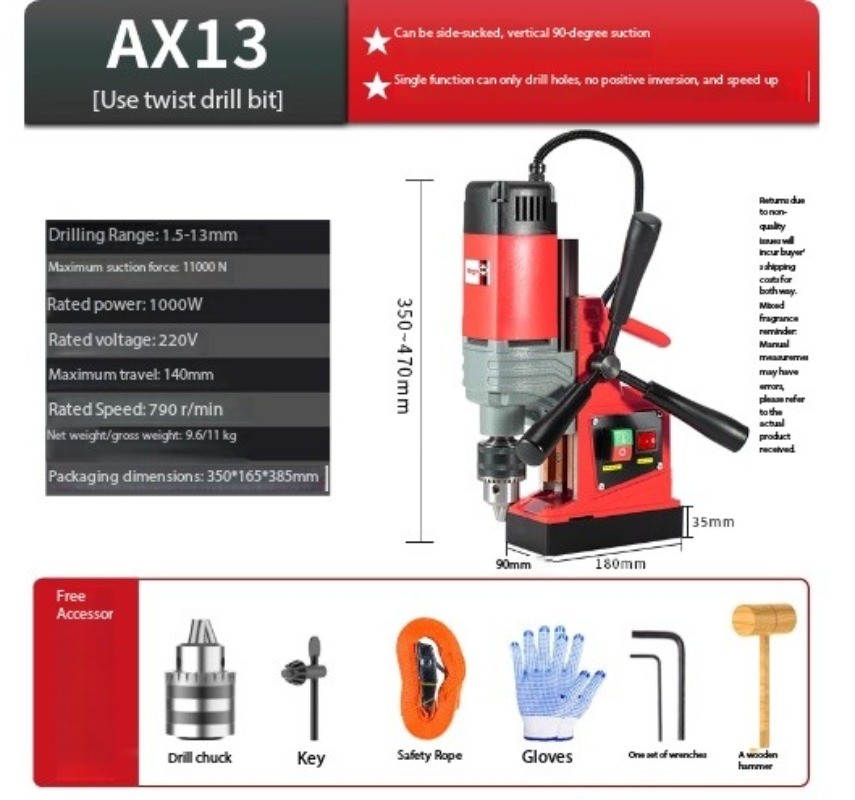 Drilling, Core Sampling, Tapping, Speed-Adjustable Bench-Top Magnetic Drill