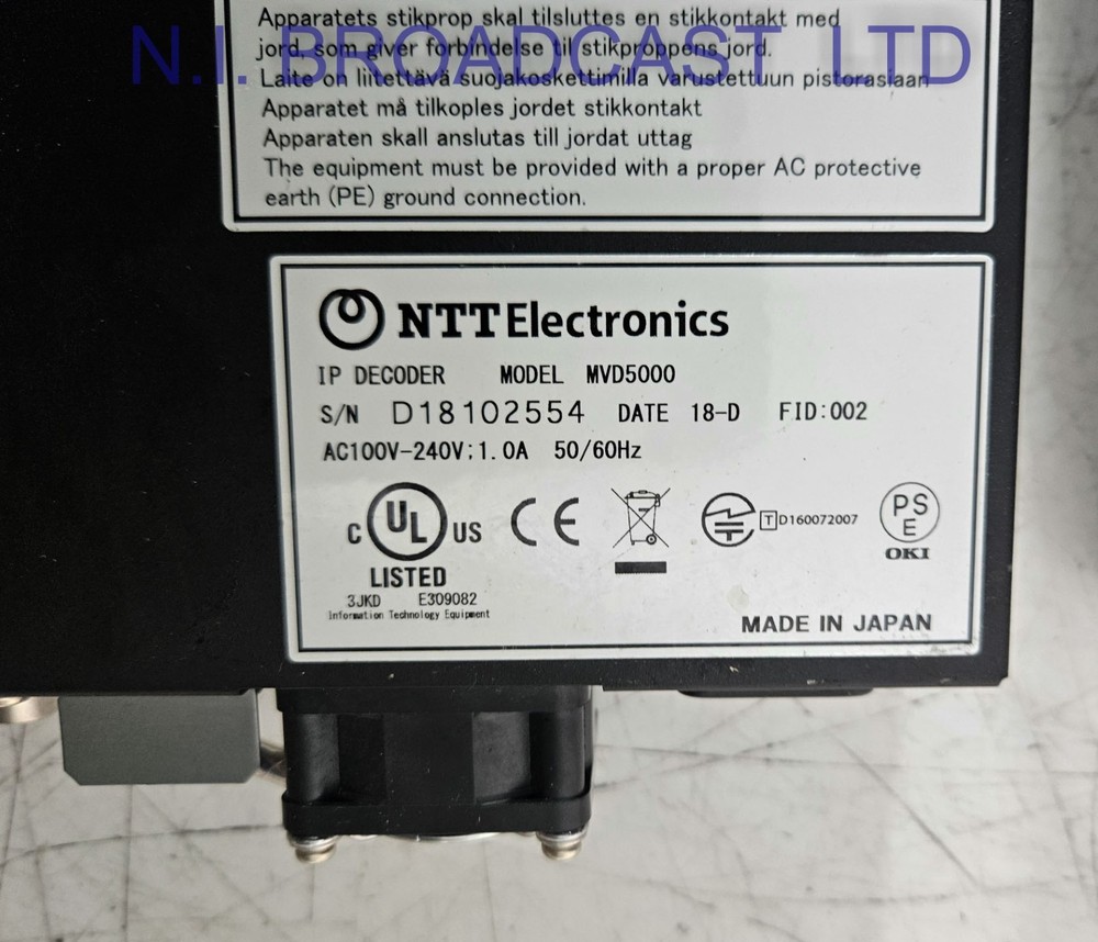 1x NTT IP mvd5000 decoder and 1x IP mve5000 encoder h.264 mpeg4