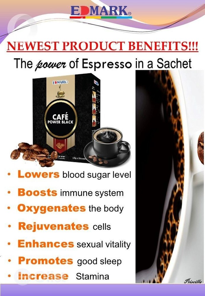 1 Box Cafe Power Black: Coffee, Sugar Free, Taste Better with Ganoderma Extract
