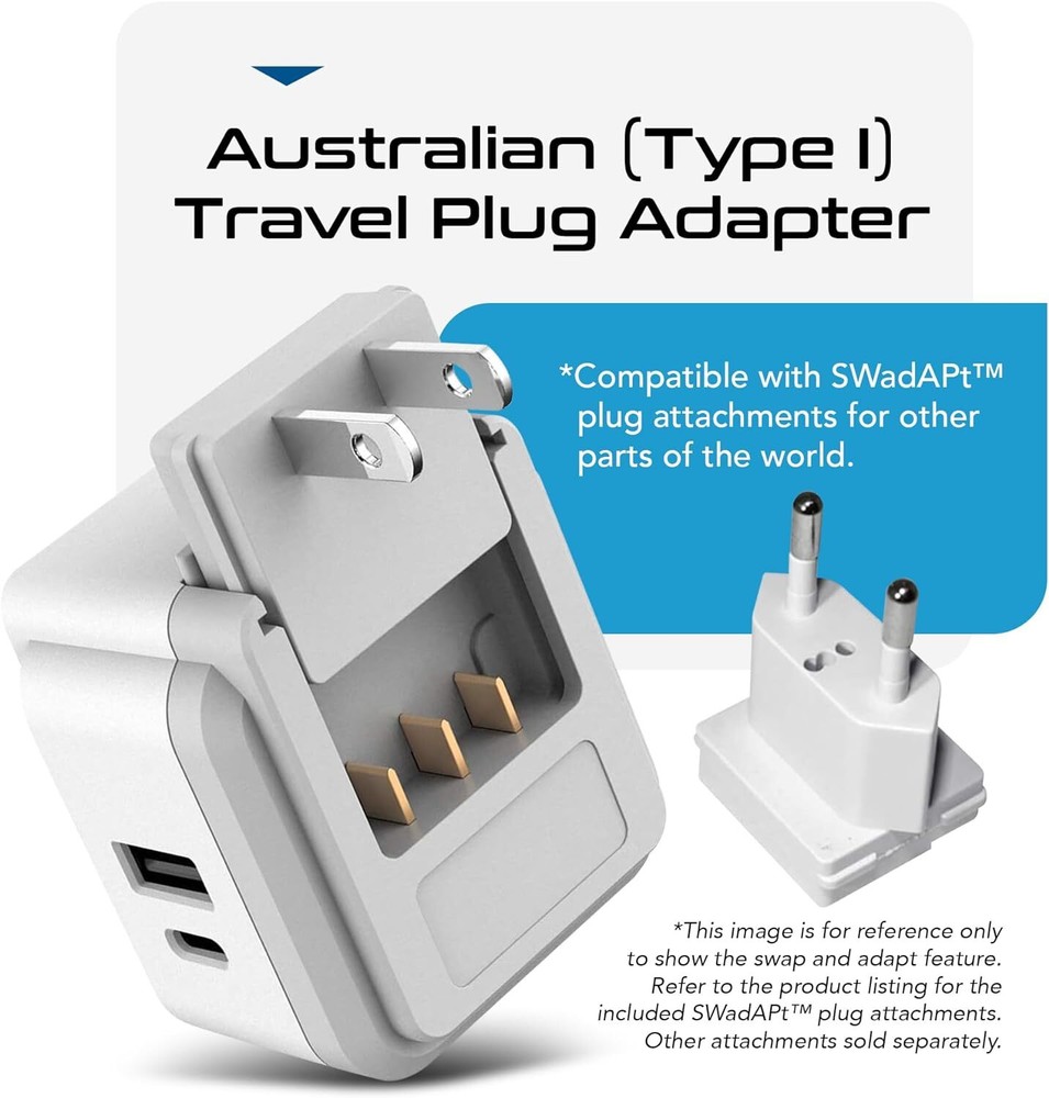 Ceptics Australian Travel Adapter, Compact - Adapter Australia-Compatible Plug